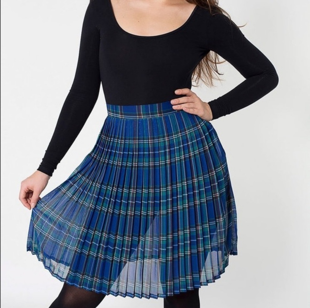 American Apparel Plaid Pleated Skirt Chiffon
